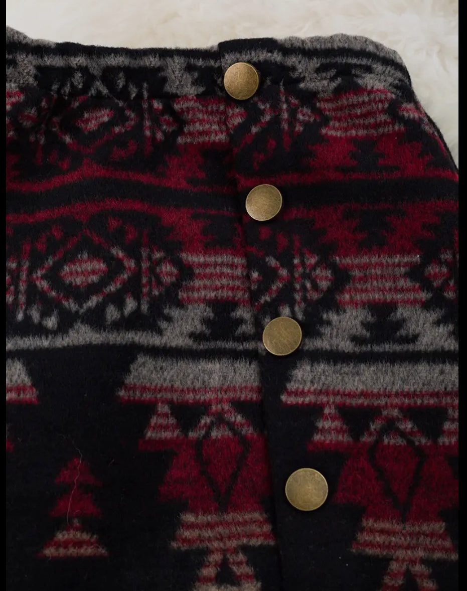 Aztec Faux Wool Skirt