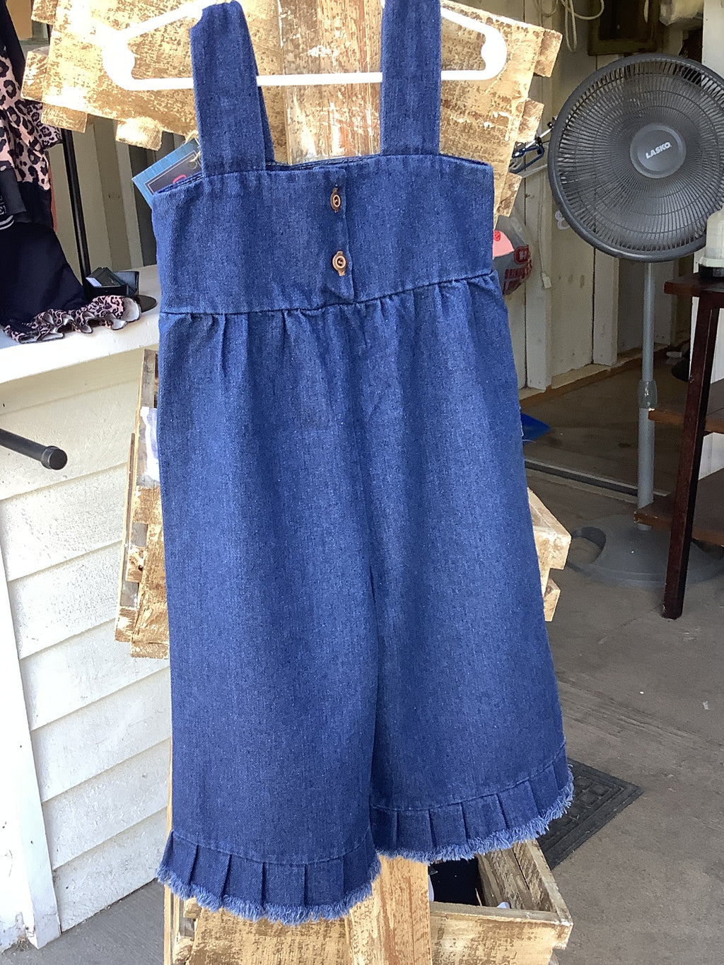 Denim Overalls with Fringe