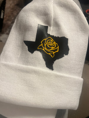 Yellow Rose Beanie with Satin