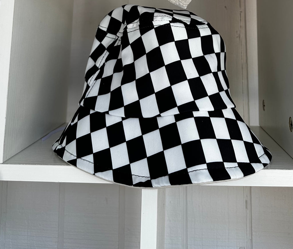 Black Checkered Sun Hat
