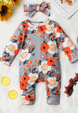 Orange Flower Romper