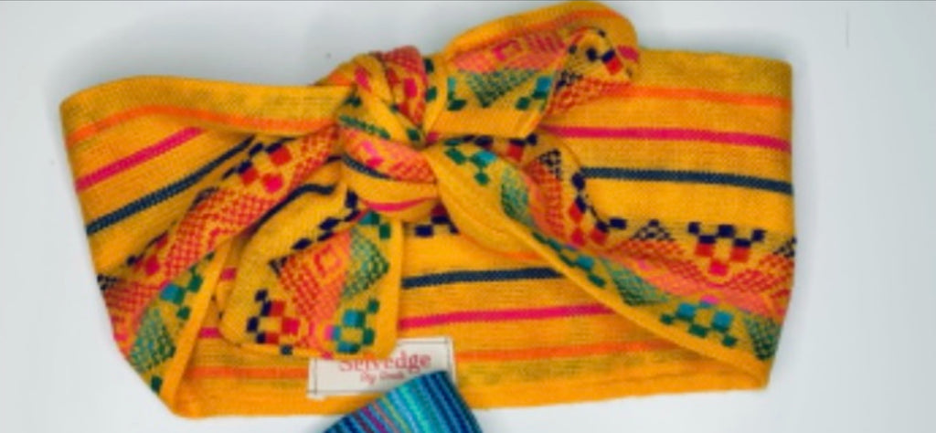 Yellow Maiz Serape Headband Bows