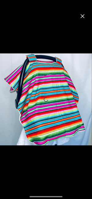 Pink Serape Print Carrier Canopy Cover Baby Blanket