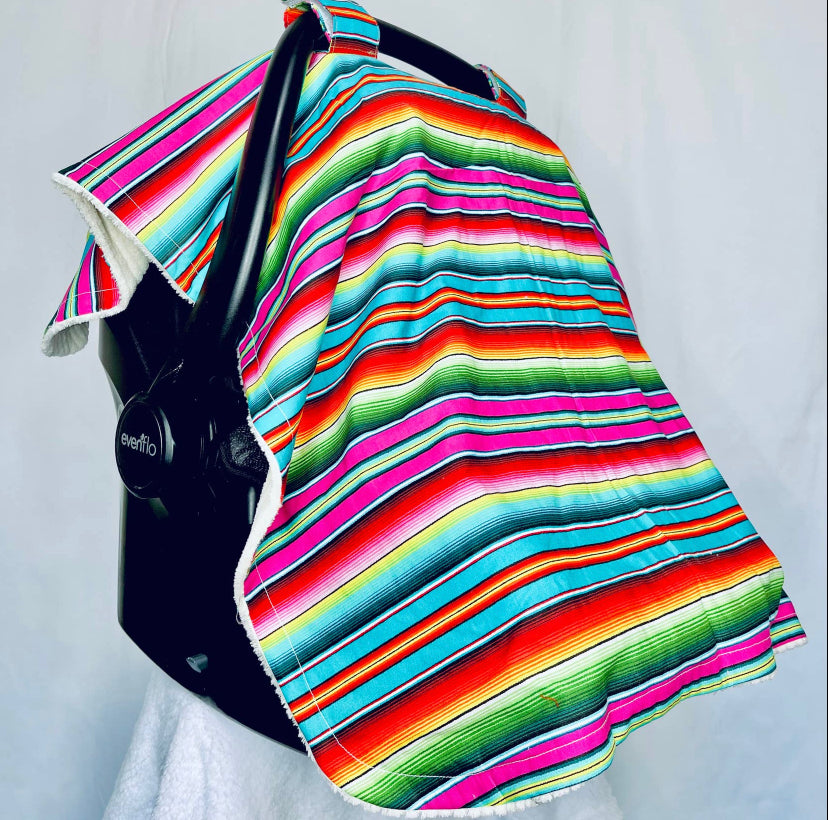 Pink Serape Print Carrier Canopy Cover Baby Blanket