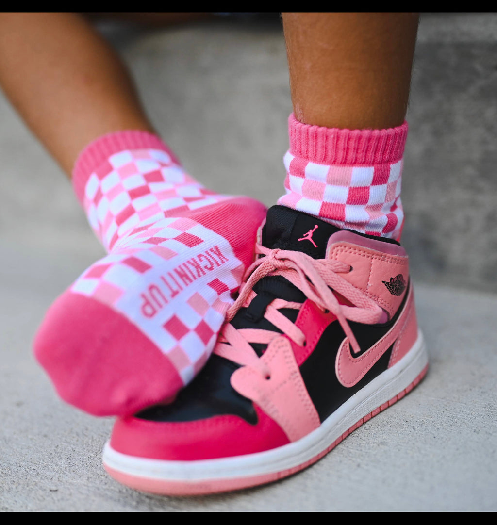 Pink Check Socks